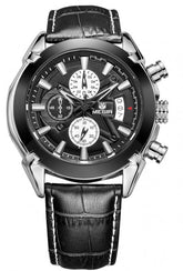 MEGIR 2020G Mens Military Wrist Watch Chronograph Multifunction 3ATM Waterproof Quartz (Black) - Zamana.pk